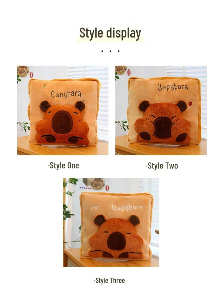 3D Pop-up Capybara Blanket & Pillow: Multi-functional Plush Sofa Throw for Office or Home