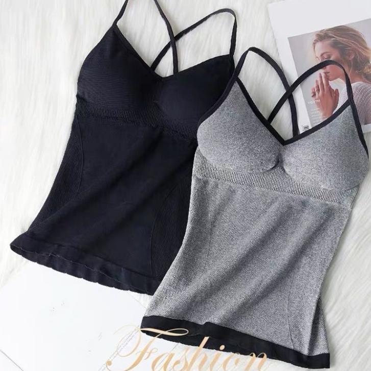 Camisole Damen mit Brustpolster, geraffte Unterwäsche, schlankes, sexy Unterhemd für Damen
