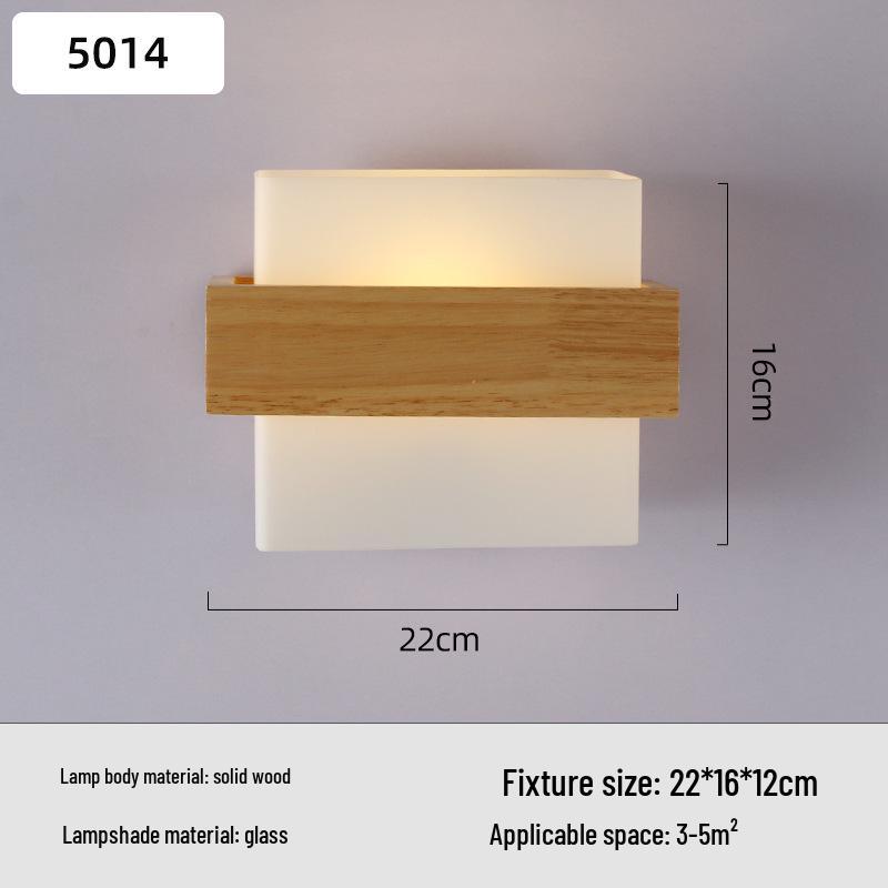 Solid Wood Glass Wall Lamp for Bedroom, Living Room, or Study - Chinese Art and European Style