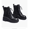 2026 new thick-soled thick-heeled Martin boots lace-up velvet non-slip British style short boots women's versatile soft leather cotton boots
