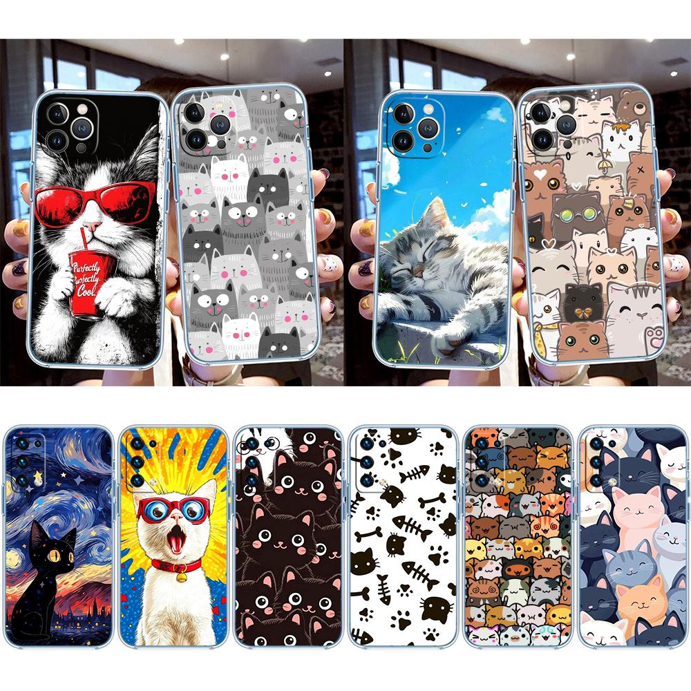 UP20 Cat Kitten Meow Transparent Phone Case for Samsung Galaxy A04 A04S A14 A23 A34 A54 M23 M33 M52 M53