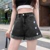 Women Summer Shorts Vintage High Waist Casual Versatile Shorts Slim Solid Color Elegant Embroidery Streetwear Shorts