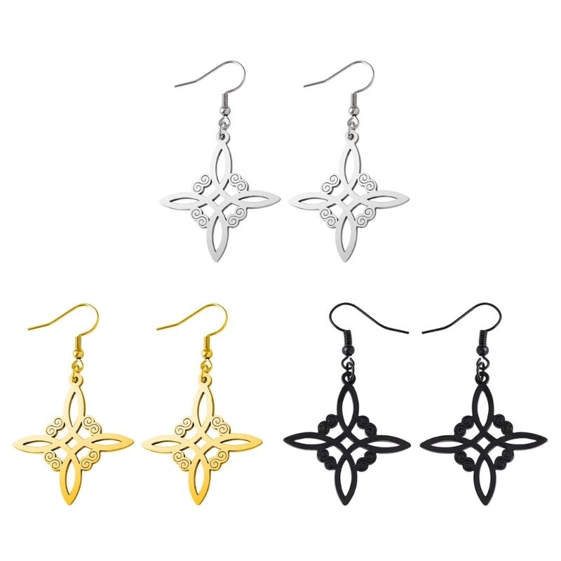 Simple Alloy Witchcraft Drop Earrings Hollow Amulet Witch Knot Pendant Earring Unique Charm Dangle Earrings Jewelry