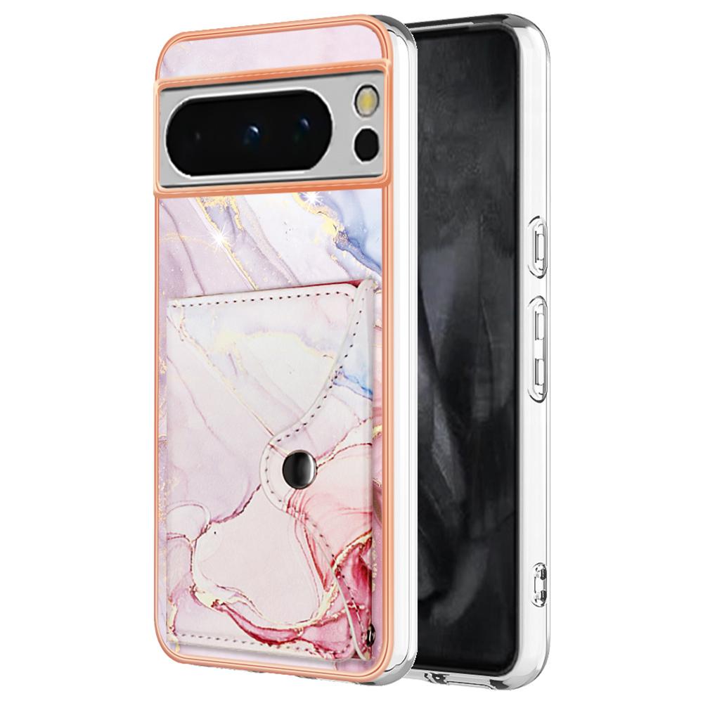 YB Leather Coating Series-9 for Google Pixel 8 Pro Case Card Holder Kickstand Leather Back Cover