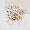 Pearl Bow Heart Keychain 3D Bag Charm Ornament In Gold/Silver