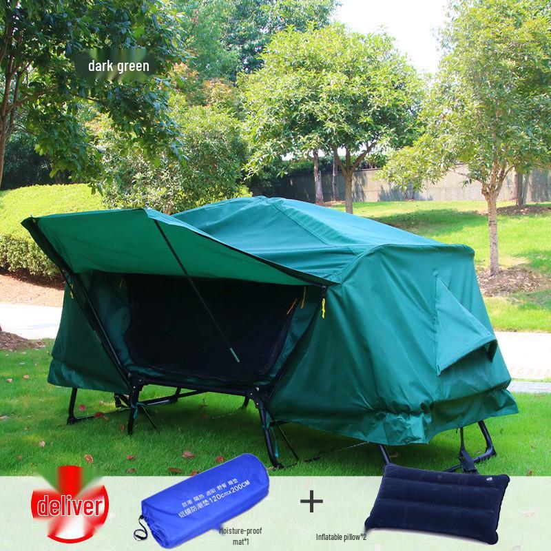 Double Layer Stormproof Outdoor Tent for Two - Rainproof, Thickened, Off-Ground, Perfect for Camping, Cold Weather, and Fishing