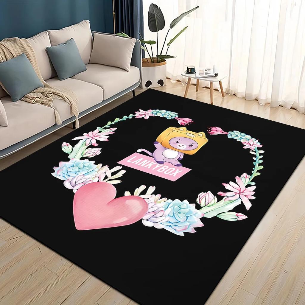 2025 New Style Lankybox Boxy Foxy Rocky Cartoon Carpet Rug for Living Room Bedroom Home Sofa Decoration,kids Non-slip Floor Mat