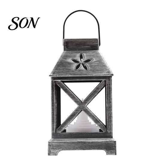 Indoor Outdoor Garden Light Decorative Lantern with LED Candle, Battery Operated Flickering Flame Lamp, Vintage Safe Flameless Candle Hanging