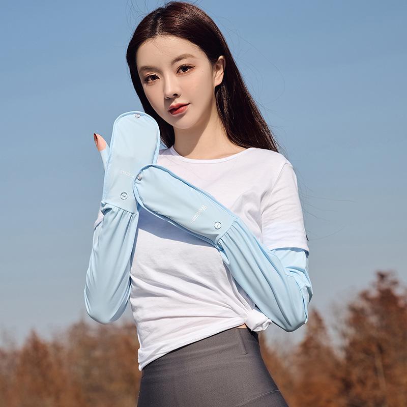 Summer Arm Sleeve UV Protection Full Hand Cover Ice Silk Cycling Sleeves Adjustable Anti-Slip Cooling Hiking Running Arm Sleeve