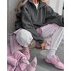 Autumn Winter New Women Casual Outerwear Top French Minimalist Loose Fit Fashion Sports Sweatshirt Solid Color
