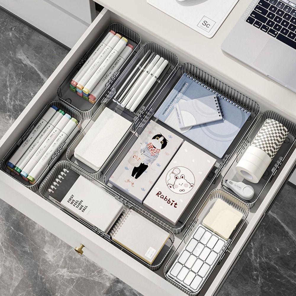 Divided Drawer Tray Transparent Drawer Storage Bin Multifunctional Divider Box