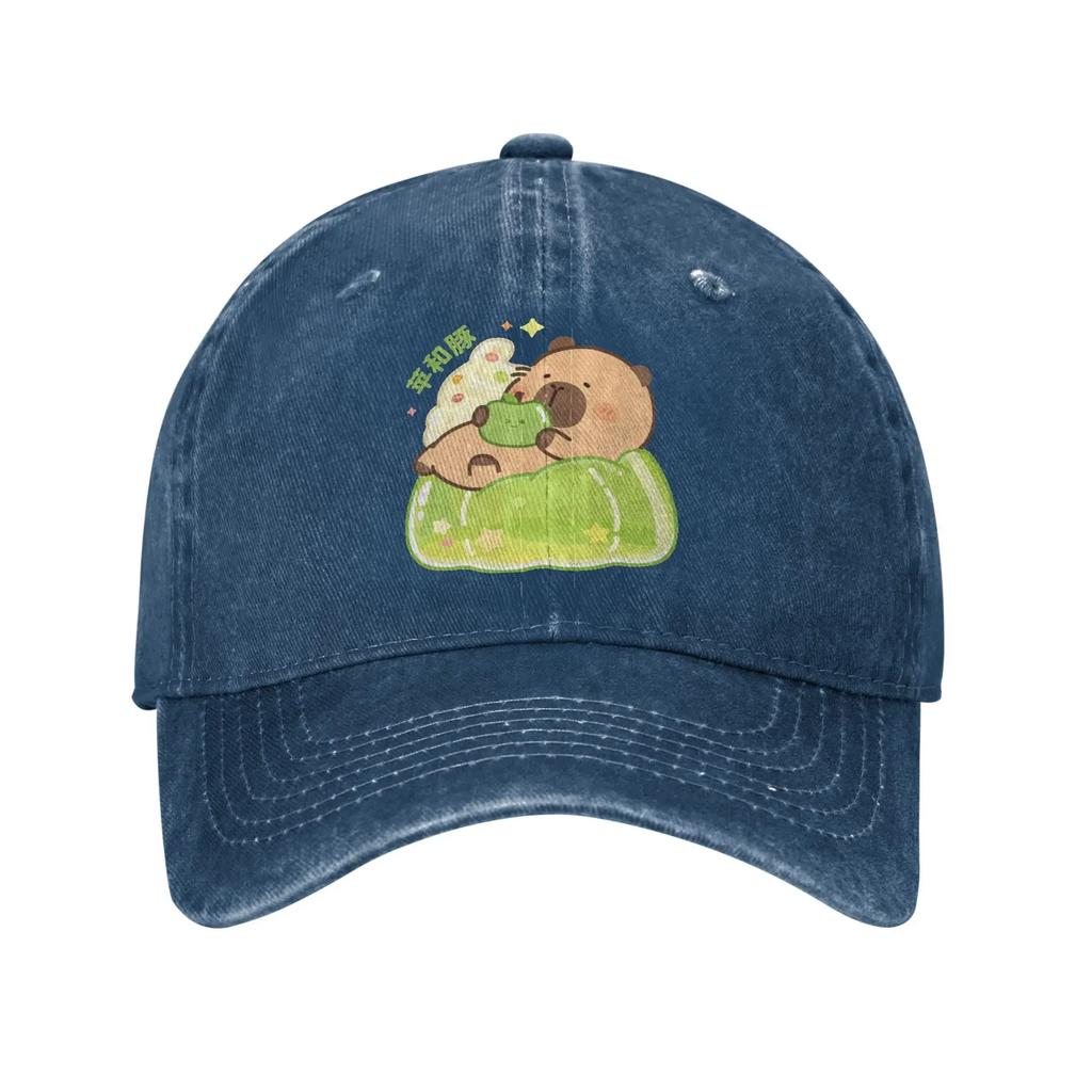 Cartoon Cute Capybara Unisex Women Baseball Caps  Distressed Washed Caps Hat Fashion Outdoor Running Golf Adjustable Fit Sun Cap