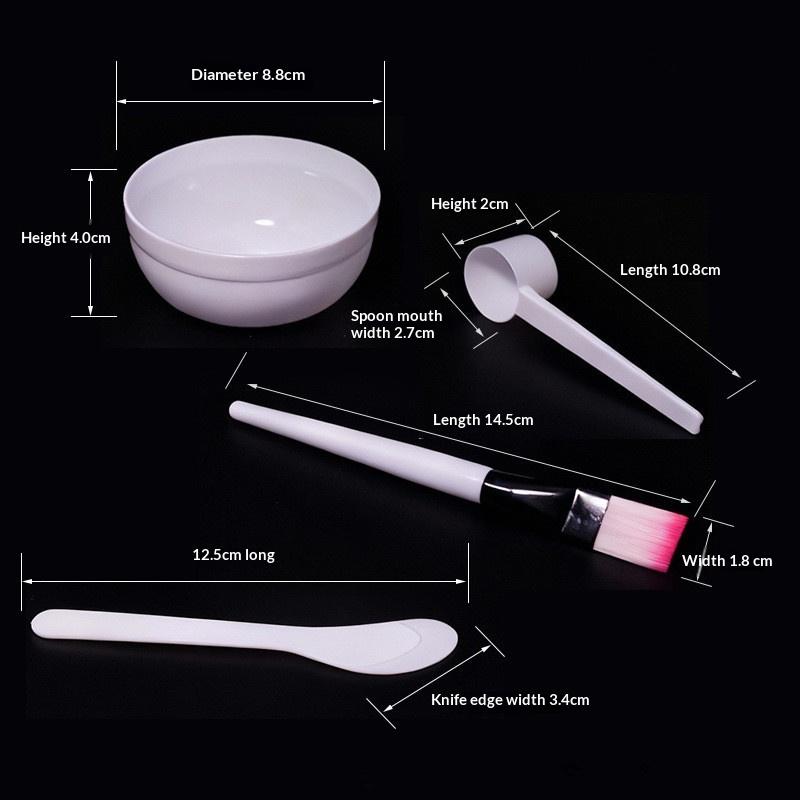 4Pcs Diy Facemask Mixing Tool Kit Facial Mask Bowl Stick Spatula Silicone Soft Face Brushes Spoons