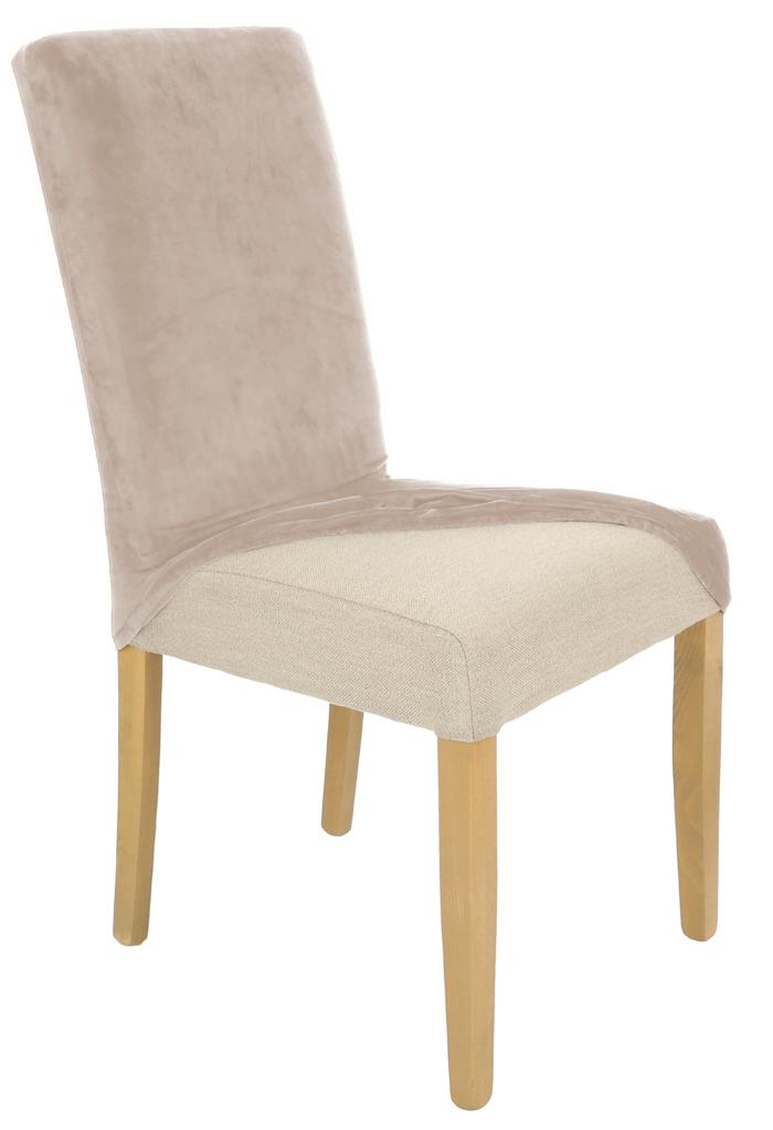 Cool Beige Velour Elastic Chair Cover [21We]