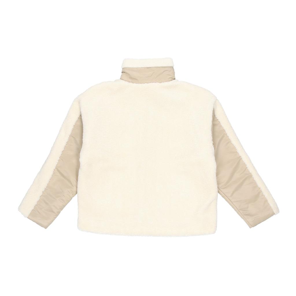 Adidas Originals Sherpa Color Block Stand Collar Fleece Sports Jacket Women Jacket Off-White HC6603