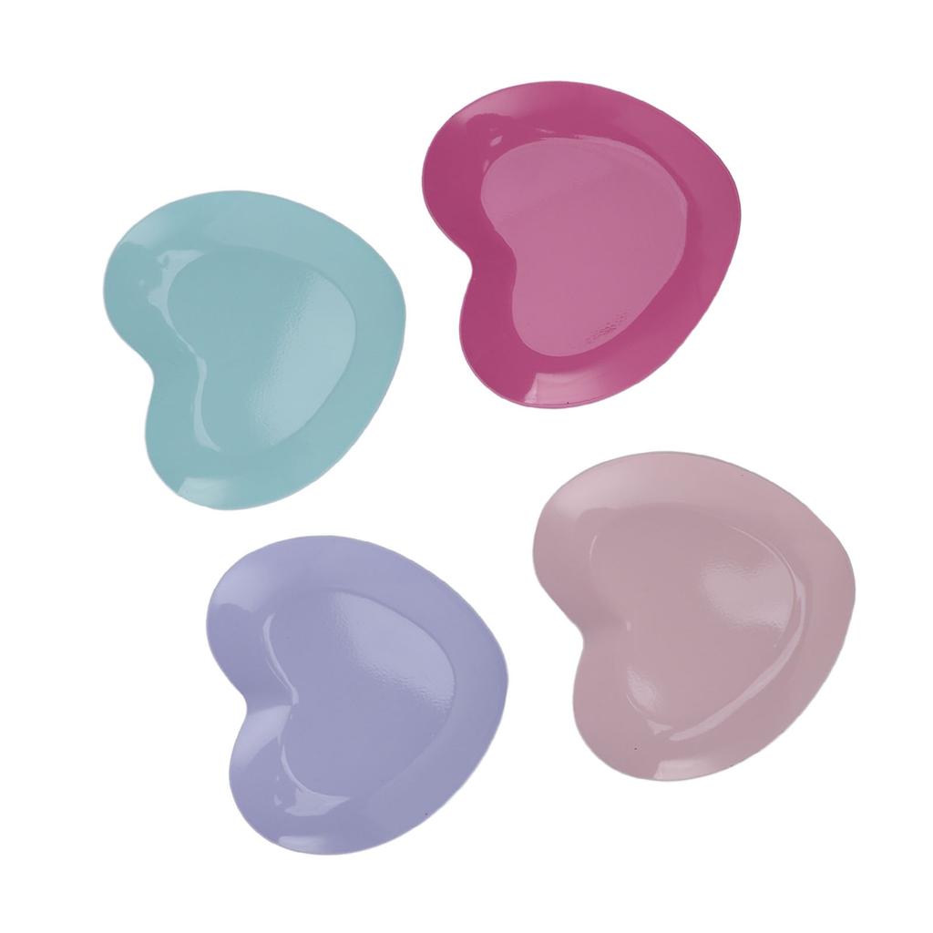 4pcs Stainless Steel Heart Shaped Makeup Palette Anti Rust  Mixing Tray for Travel