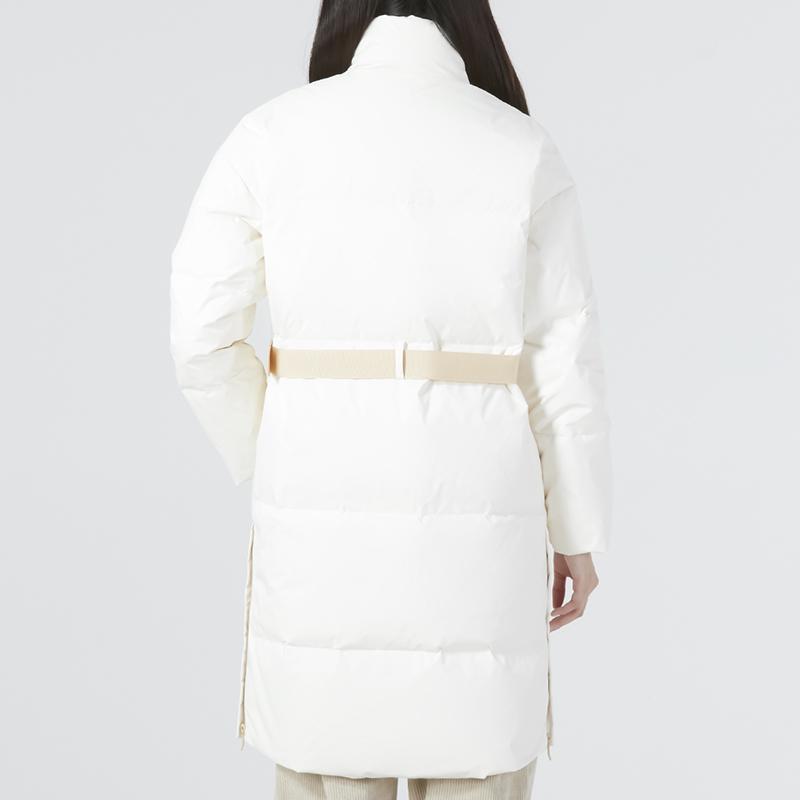 Puma Daunenmantel Einfarbig Logo-Print Stehkragen Mittellang Warme Daunenjacke Damen Oberbekleidung Off-White 537602-65
