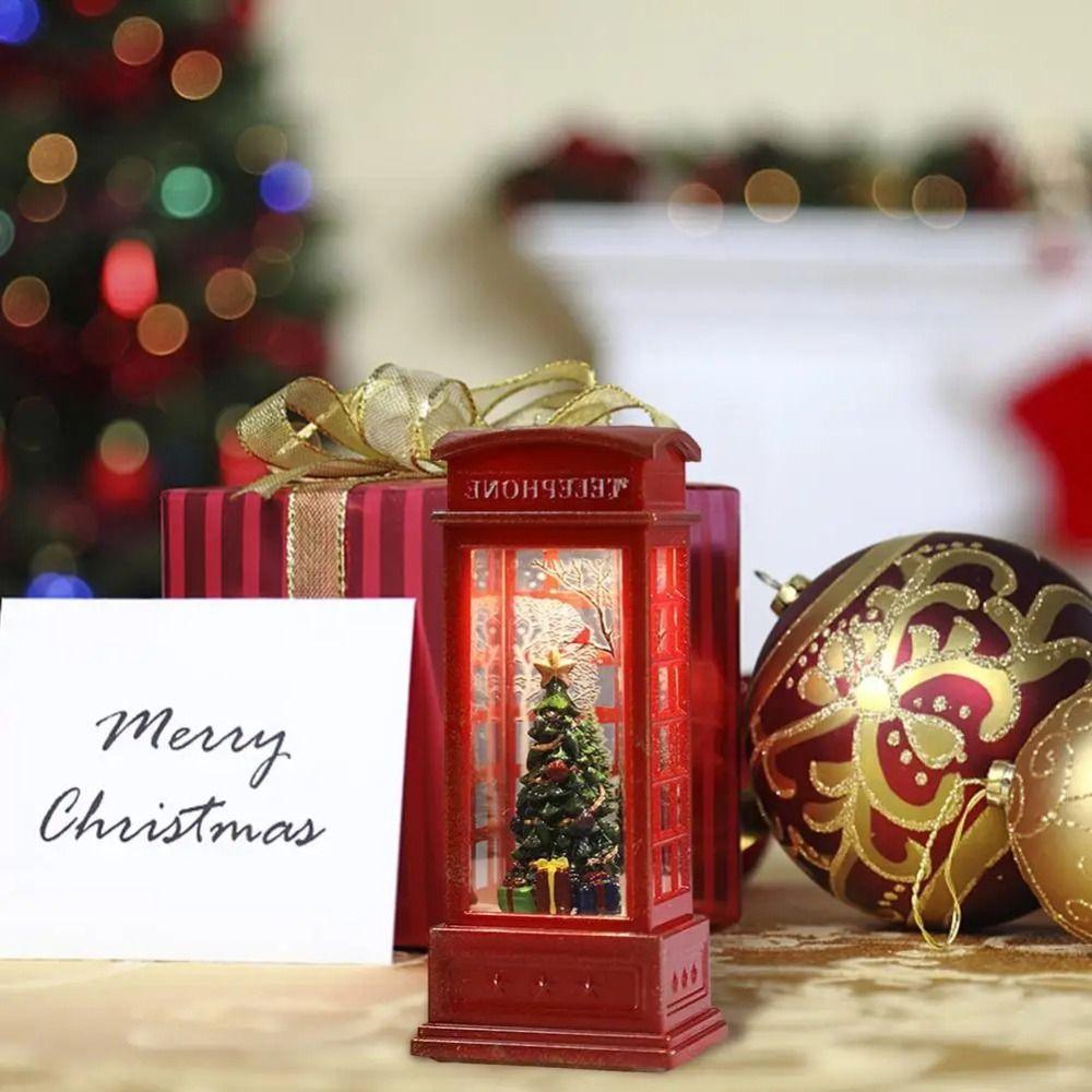Telephone Booth Phone Booth Decor with Christmas Tree Ornaments Battery Operated Christmas Phone Booth Santa Claus LED Lights
