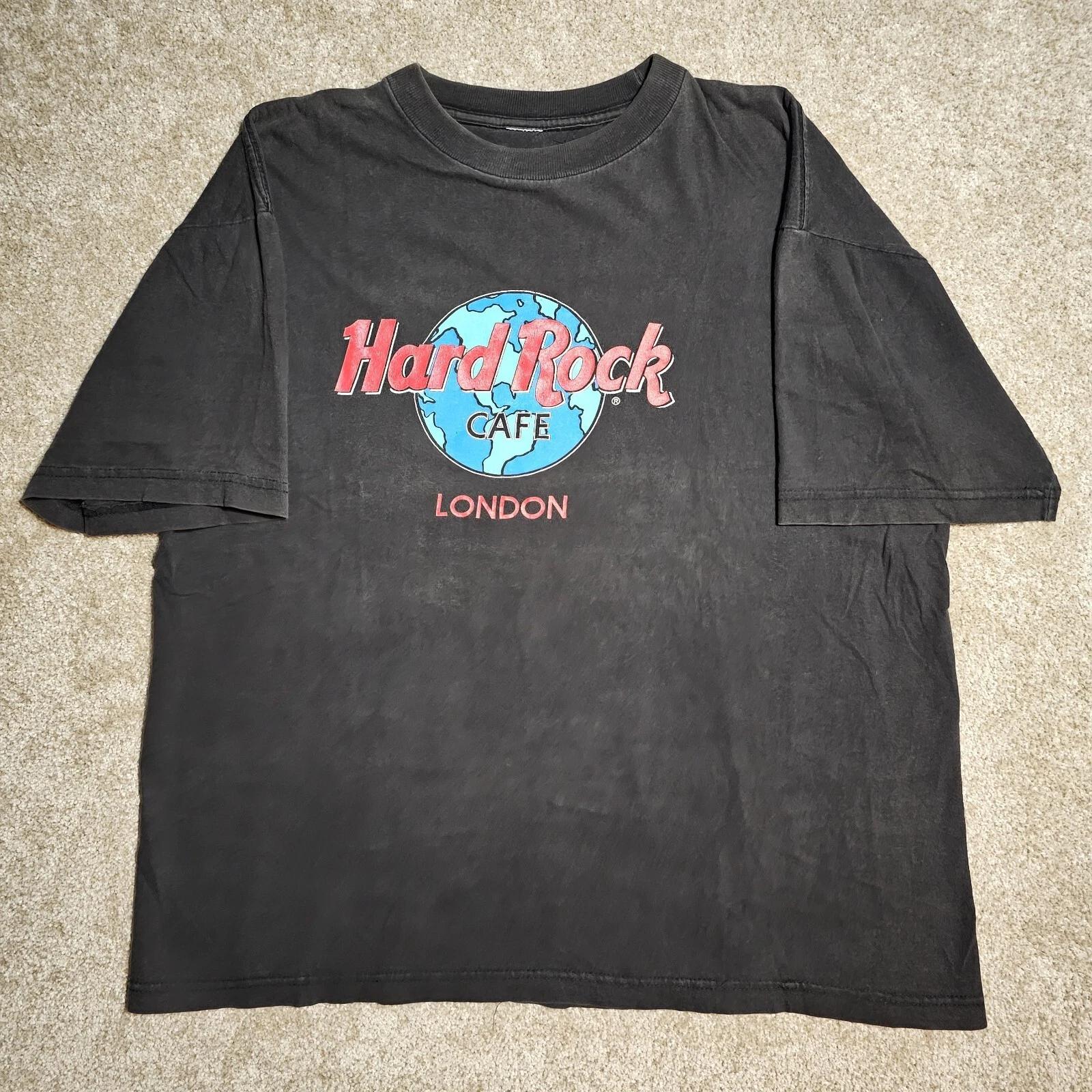 Vtg 90s Hard Rock Cafe London T-shirt Mens XL Black Classic Globe Grunge Skate M