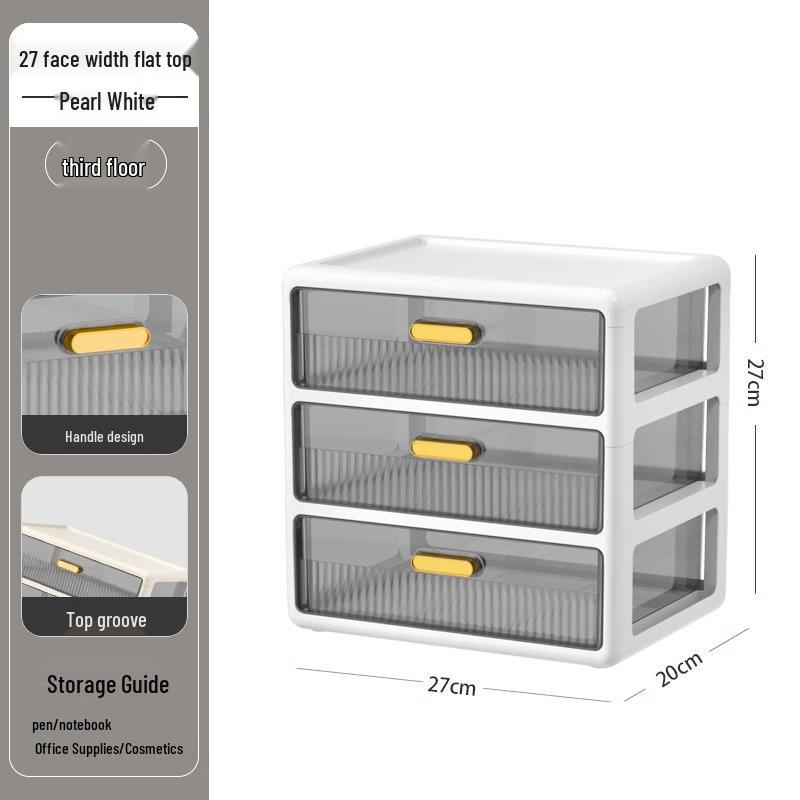 Transparent Large Capacity Cosmetic Storage Box with Drawers for Makeup, Jewelry, and Masks