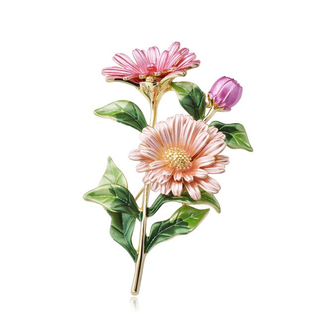 Colorful Daisy Bouquet Enamel Brooches For Women Metalized Flowers Bridal Party Event Weddings Banquet Brooches Pins Souvenir GiftWedding Jewelry