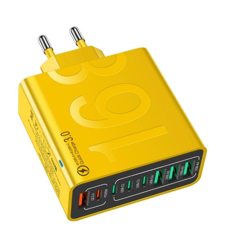 

150 Вт USB Сетевой Адаптер Зарядки 8 Портов USB Type C Многопортовый Быстрая Зарядка Адаптер Зарядки Телефона Для Смартфонов Планшета жёлтый