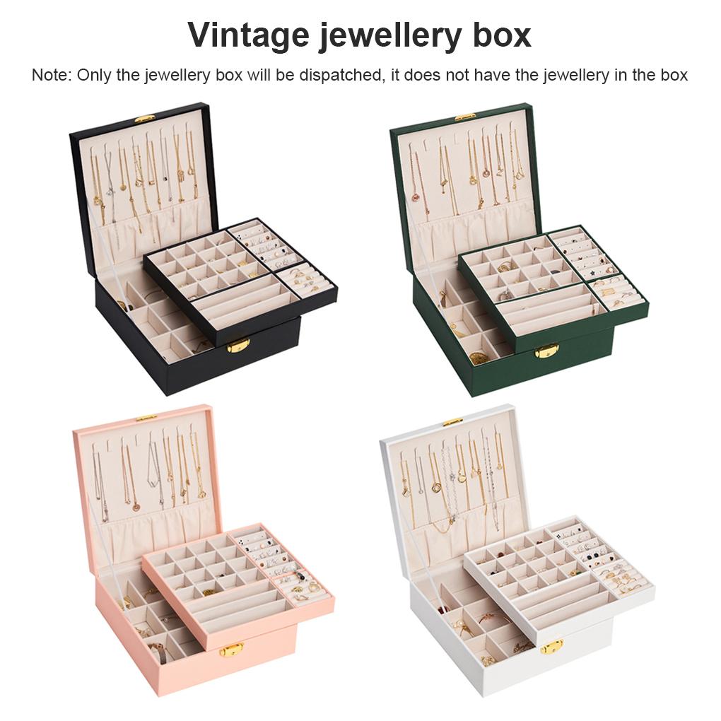 Vintage Doppelschichtiger Schmuckaufsteller Organizer Schmuck Aufbewahrungsbox Ohrringe Ringe Halter Reise Multifunktionsetui