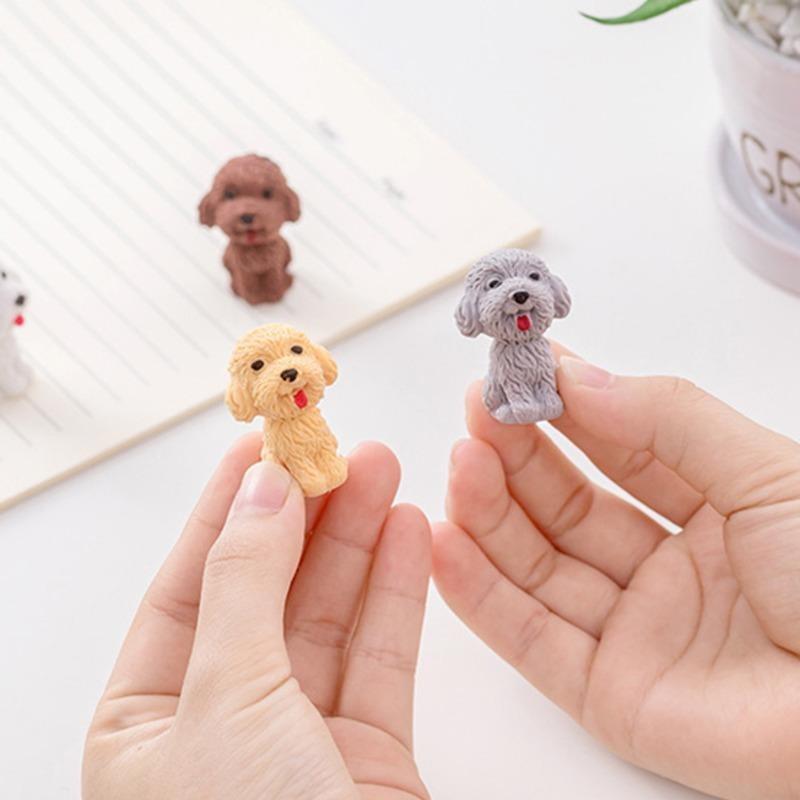 4Pcs/set  Cute Dog Pencil Cartoon Teddy Rubber Eraser Kids School Office Stationery Supplies