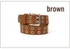 Unisex Leather Eyelet Buckle Belt with Rivet Detail - European & American Style Trend