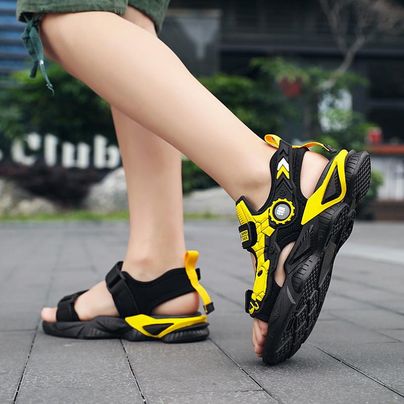 28-39 Dětská letní móda plus size Trendové ležérní sandály na suchý zip Plážová obuv Chlapecké sandály