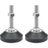 BORDSTRACT Rubber Base Levelers, 2 Pcs M6 Adjustable Furniture Legs, Threaded Metal Leveling Feet, Easily Adjustable Furniture Levelers, for All