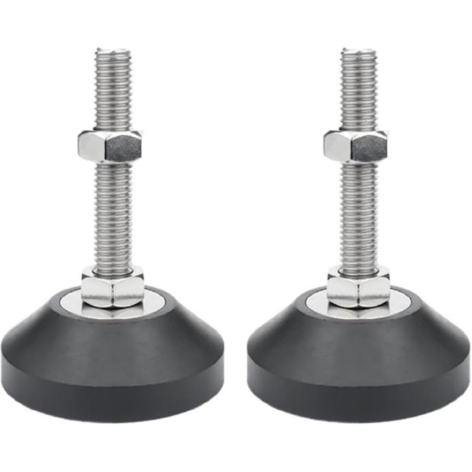 BORDSTRACT Rubber Base Levelers, 2 Pcs M6 Adjustable Furniture Legs, Threaded Metal Leveling Feet, Easily Adjustable Furniture Levelers, for All