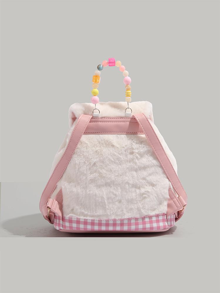 

Autumn and Winter Wool Bag Girl 2025 New Sweet Girl Fluffy Backpack Cute and Versatile Student Schoolbag белый