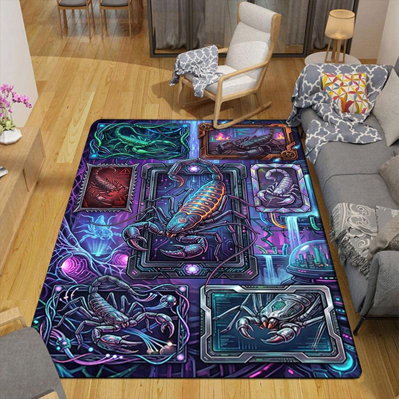 Cybernetic Scorpion Evolution Pattern Rug Floor Mat for Living Room or Bedroom Soft and Comfortable Carpet a Gift for Birthday and Holiday.