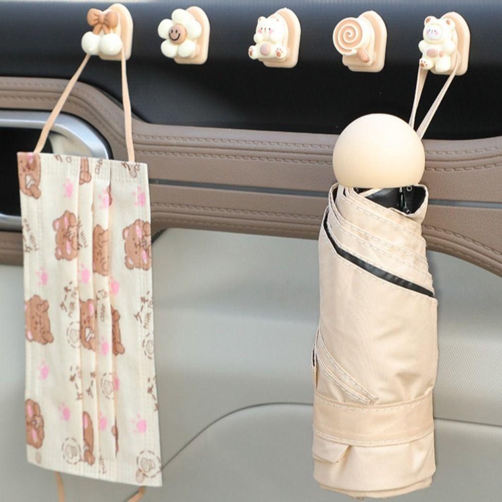 

5 pcs Bear Car Mini Cartoon Hooks Little Girl Automobile Interior Organizer Seat Back Hooks Hanging style 1