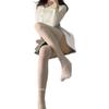 Glossy Gray Silk Slimming Over-the-Knee Stockings with Horse Oil Formula - Black and Aurora Thin Options Available