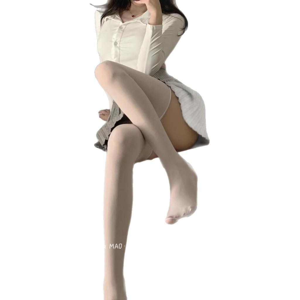Glossy Gray Silk Slimming Over-the-Knee Stockings with Horse Oil Formula - Black and Aurora Thin Options Available
