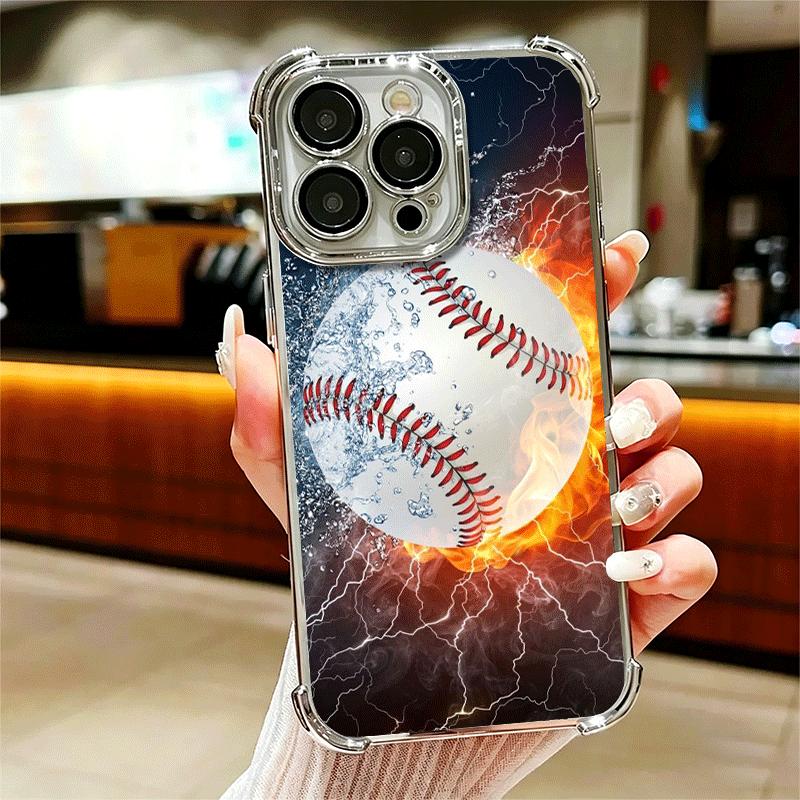 

Baseball Sport Plating Phone Case For Iphone 16 17 Pro Max Air 16E 14 15 Plus 12 13 Mini Anti-Fall Airabag Cover iPhone 14 Plus