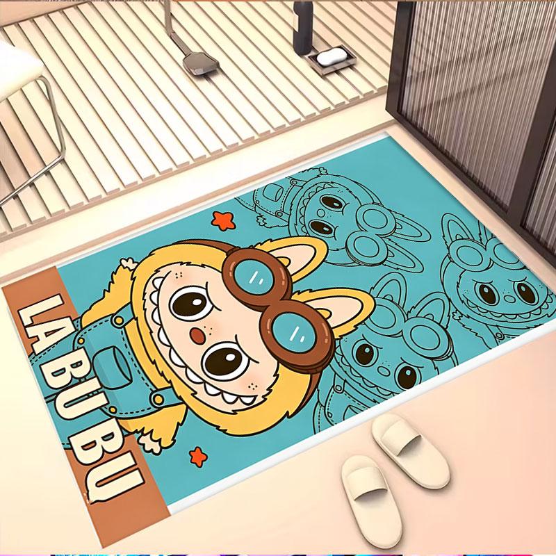Labubu Print Rug, Washable Floor Carpet, For Entryway Dorm Laundry Room Office Study, Home Decor Birthday Christmas Gift