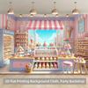 2D plane 1 piece. In the dreamy dessert shop there are many delicious polyester background banners.