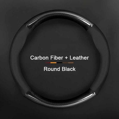Car Anti Slip Carbon Fiber Leather Steering Wheel Cover For Mercedes-Benz A B C E S V R-Class C43 CLA GLA GLB GLC GLK SLK SL