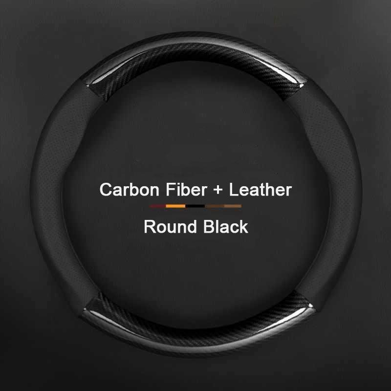 

Non-Slip Carbon Fiber Leather Car Steering Wheel Cover For Honda Civic Accord Odyssey Fit CR-V HR-V Jazz City Breeze Jade Crider чорний
