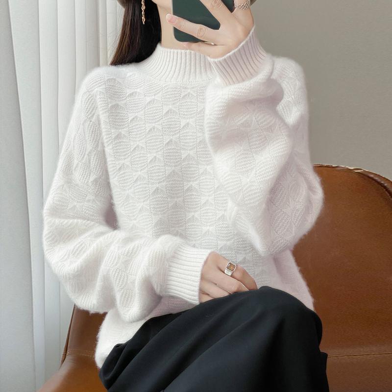Women Sweater 100% Wool MODERN NEW SAGA Turtleneck Knit Pullover Thick Winter Jumpers Female Knit Tops