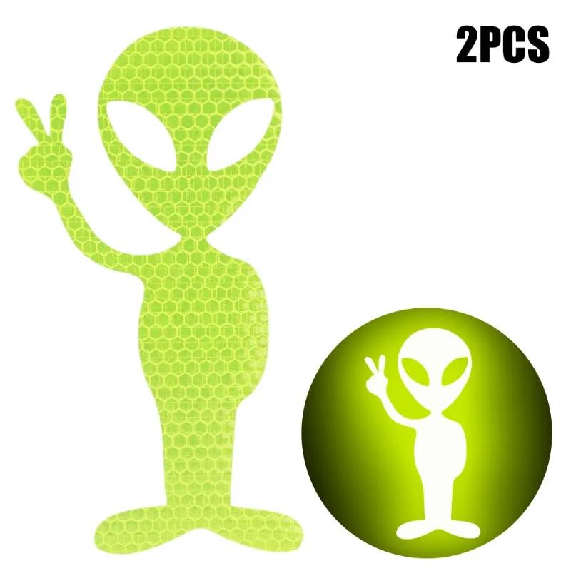 Alien Reflective Stickers For Car Night Warning Creative Styling Car Motorcycle Sticker Decals Auto Driving Safety Decals