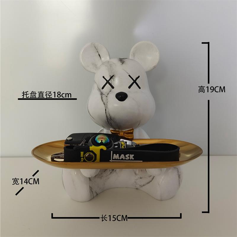 [2025 New] Cartoon Bear Tray Decor - Luxury Entryway Key Organizer, Multi-Function Resin Catchall for Living Room