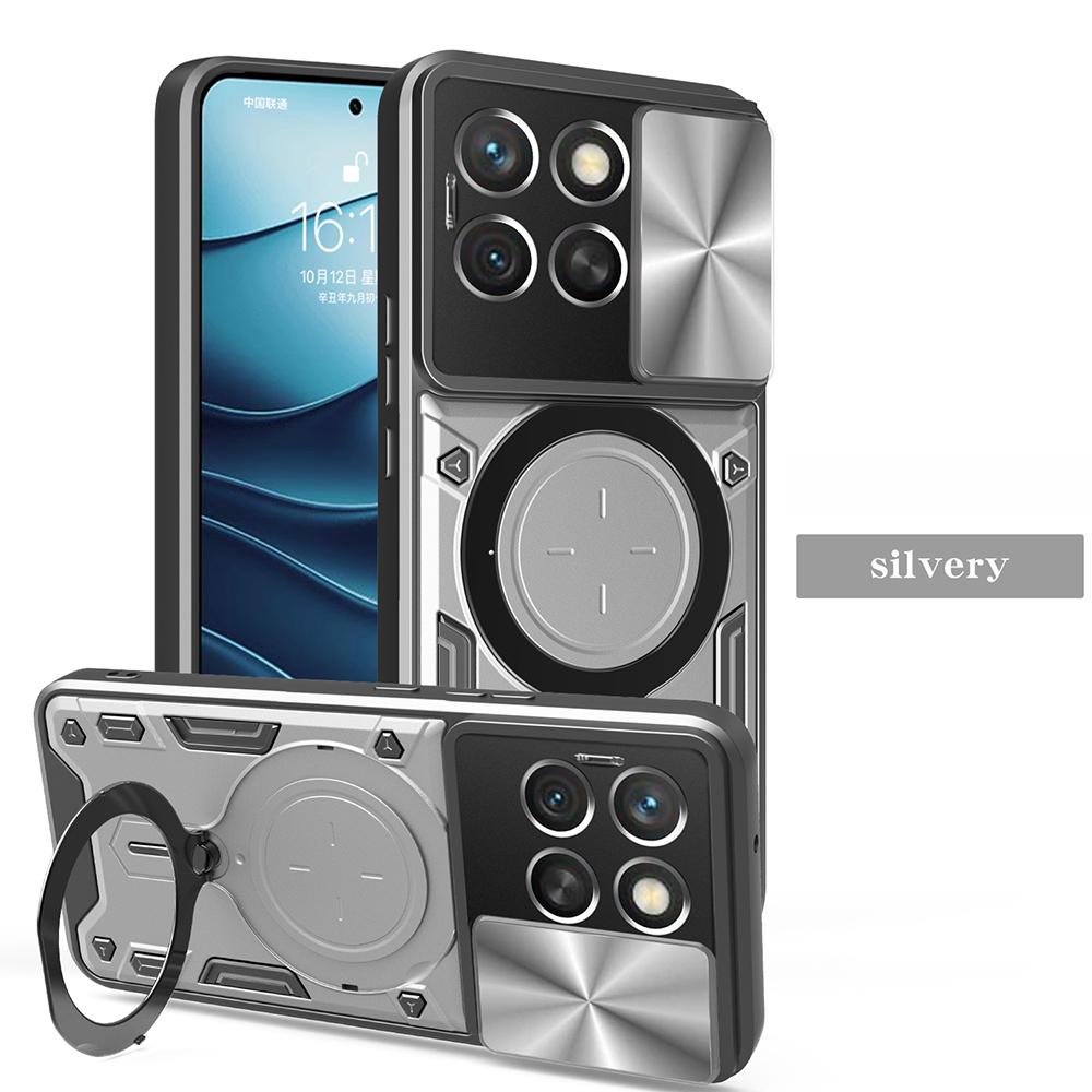 

Чохол-броня Funda для Honor X8C Ковзний захист камери Магнітне кільце-підставка Ударостійка кришка для Honor X8C 4G Ударостійка Capa for Honor X8C срібний