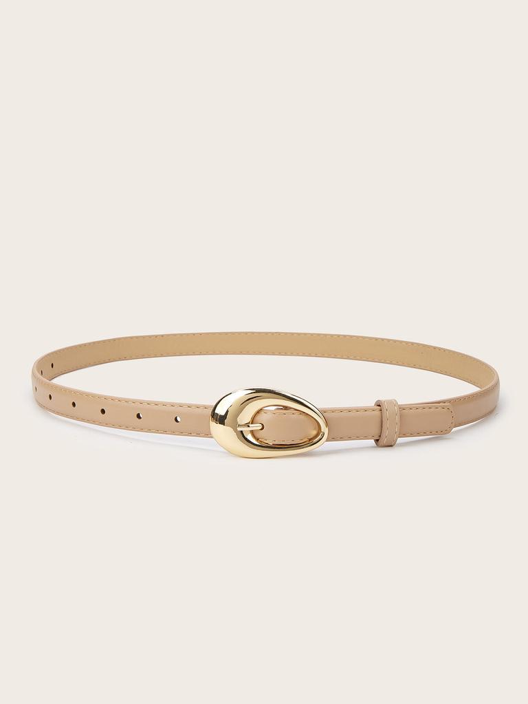 Simple Solid Color Gold Buckle Decoration Women Casual Belt For Autumn Outfit Enhancement