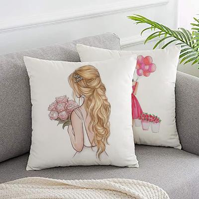 Pink Girl Print Pillowcase Bride Marry Party Decor Cushion Cover Home Sofa Living Room Decorative Pillow Cases Bridesmaid Gifts
