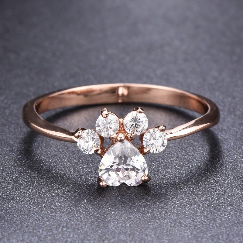 

Creative jewelry rose gold opal footprint ring personalized design versatile trinket no. 5