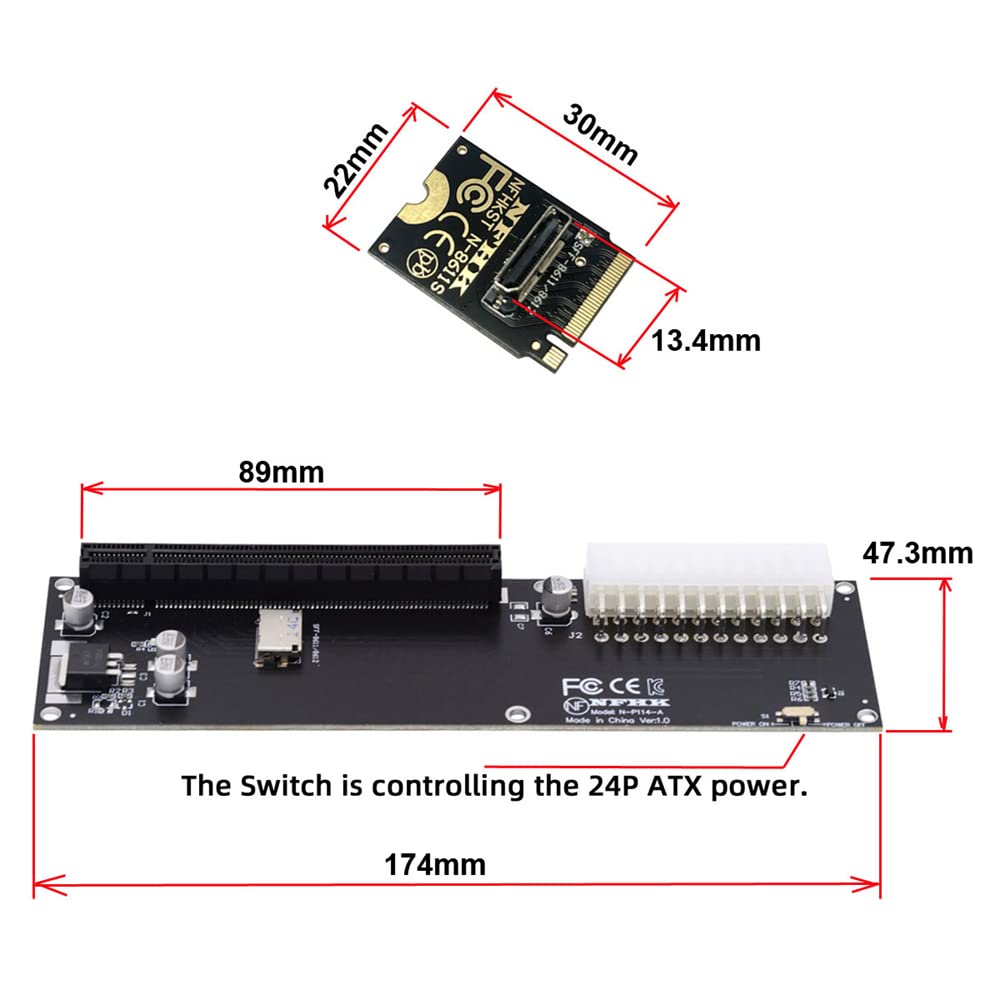 NFHK to Oculink Host Adapter for GPD WIN Max2 External Graphics Card SSD PCI-E 3.0 M.2 M-key SFF-8612 SFF-8611 &